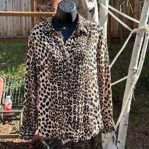 Animal print button up top